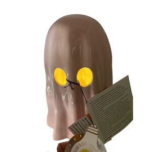 Ceramic Ghost Lamp With LED Light Pink‎ Battery Operated Spooky Decor Accent New